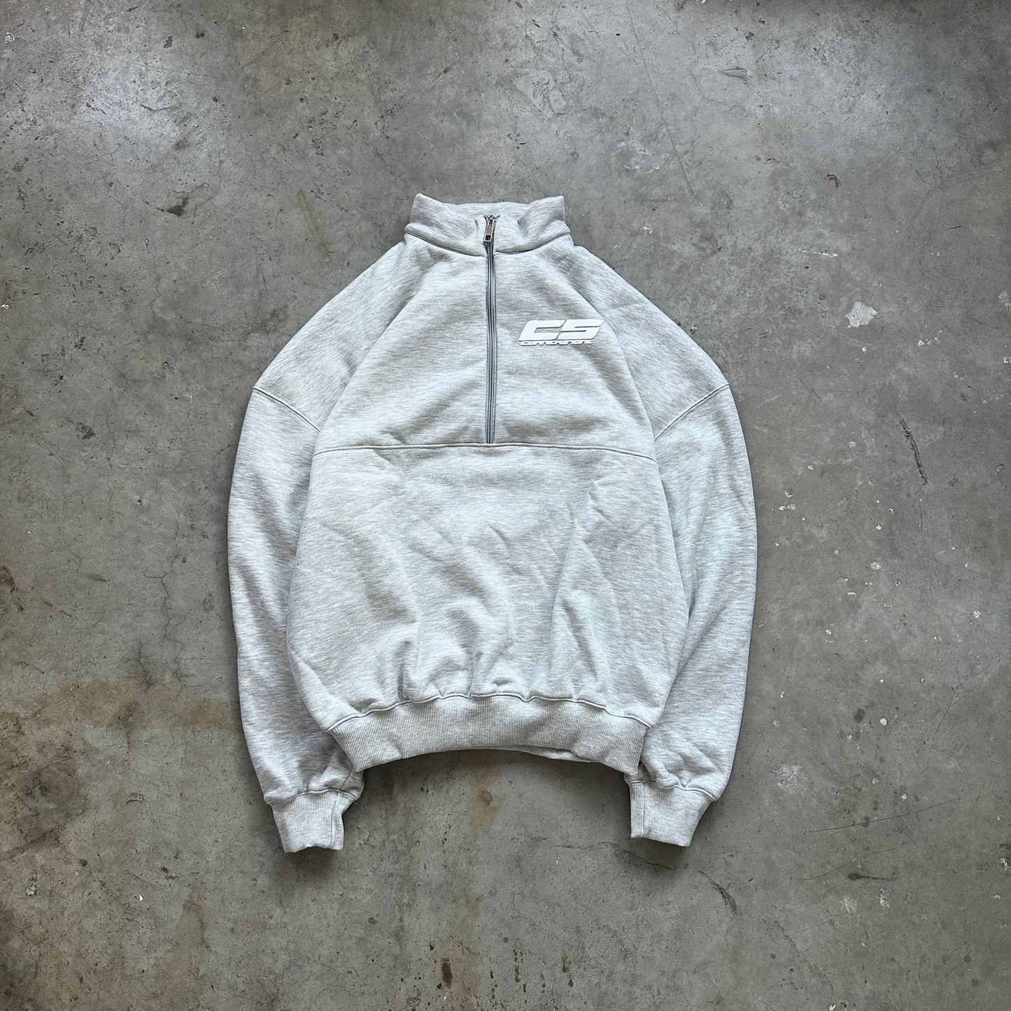 DROP SHOULDER QUARTER ZIP TRACKSUIT IN SPORTS GRAY