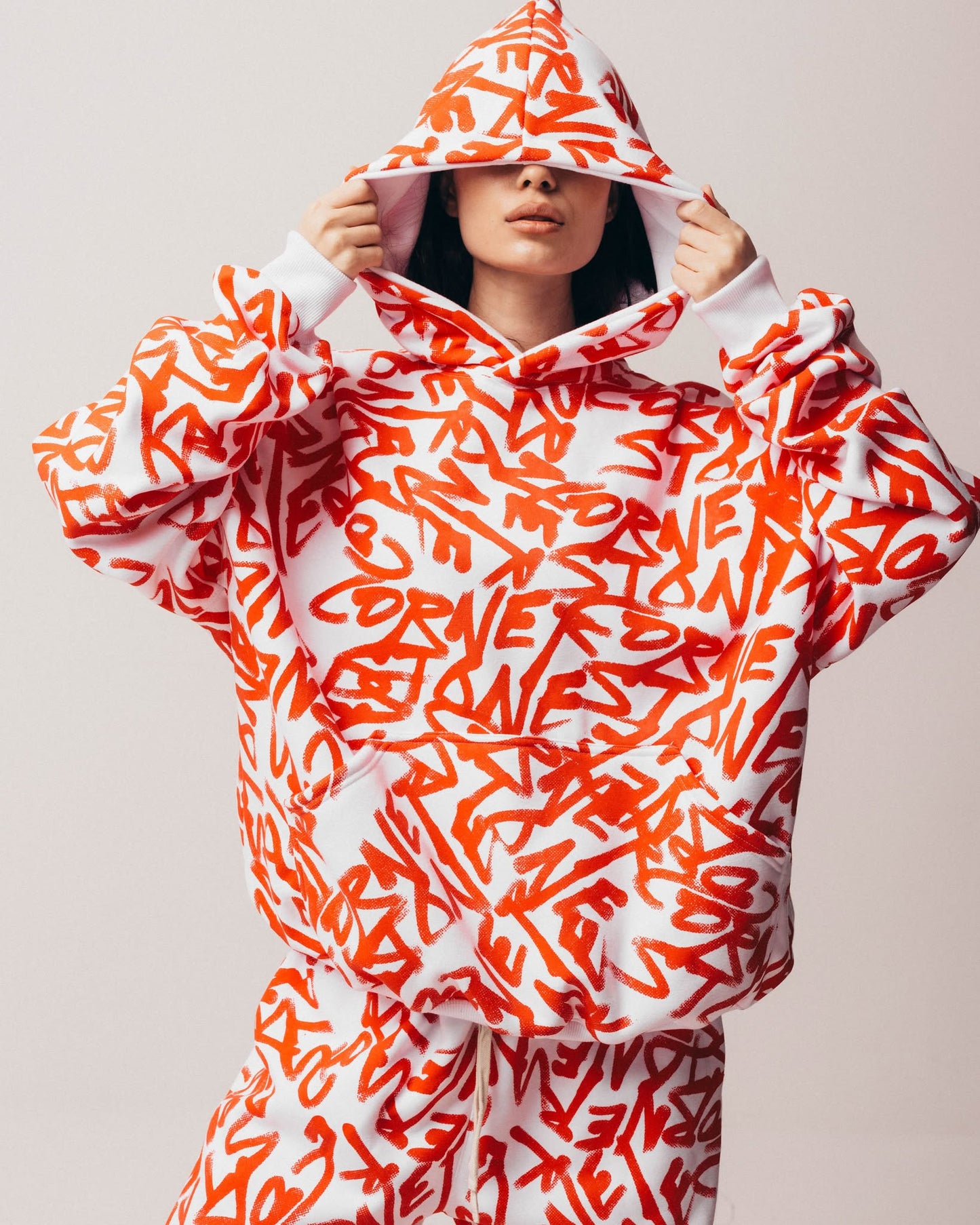 VALENTINES PULLOVER HOODIE LIPSTICK DOODLE