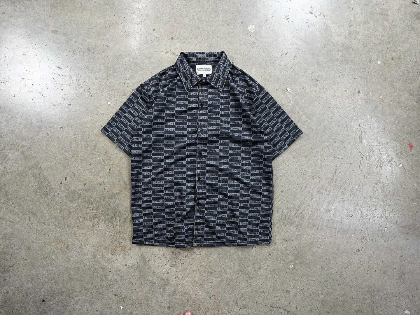 Patterned Mesh Button Up