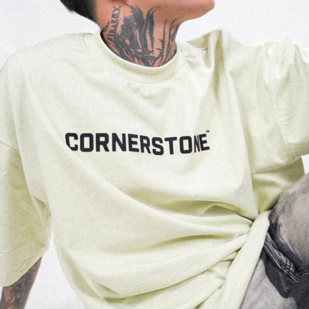 BOXY CROPPED GAMUSA LOGO TEE IN LIME GREEN
