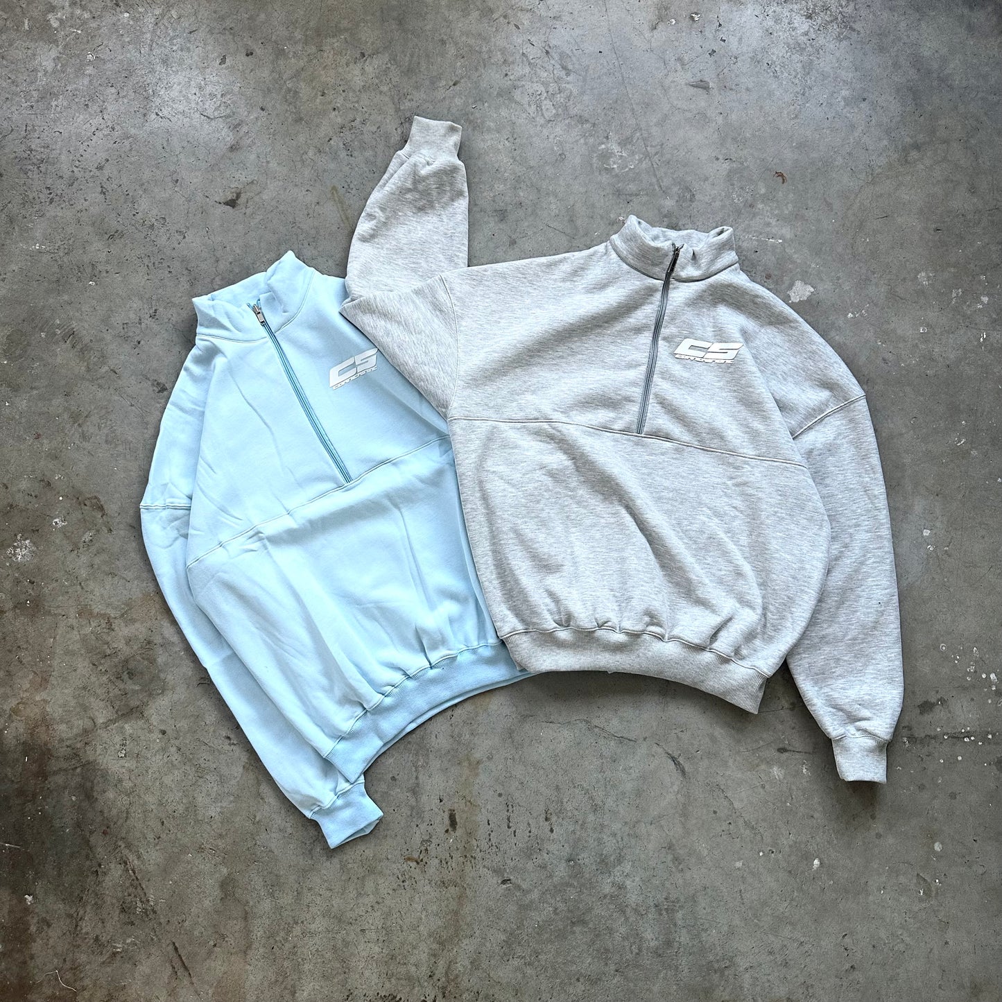 DROP SHOULDER QUARTER ZIP TRACKSUIT IN POWDER BLUE