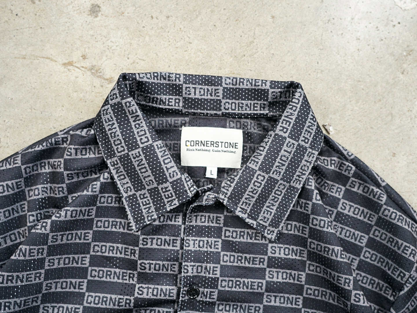 Patterned Mesh Button Up