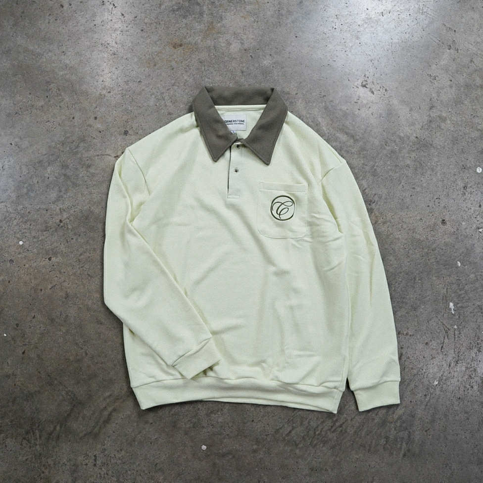 Long Sleeve Polo Shirt in Lime