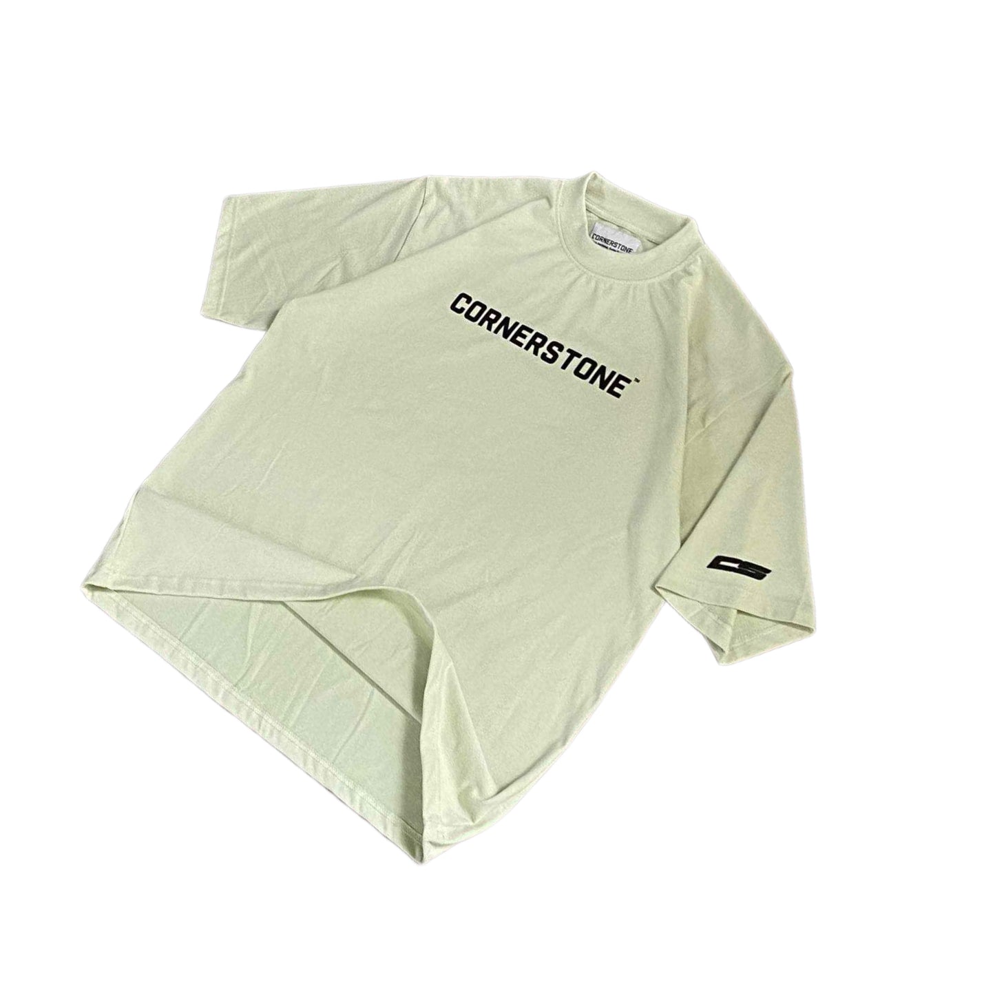 BOXY CROPPED GAMUSA LOGO TEE IN LIME GREEN