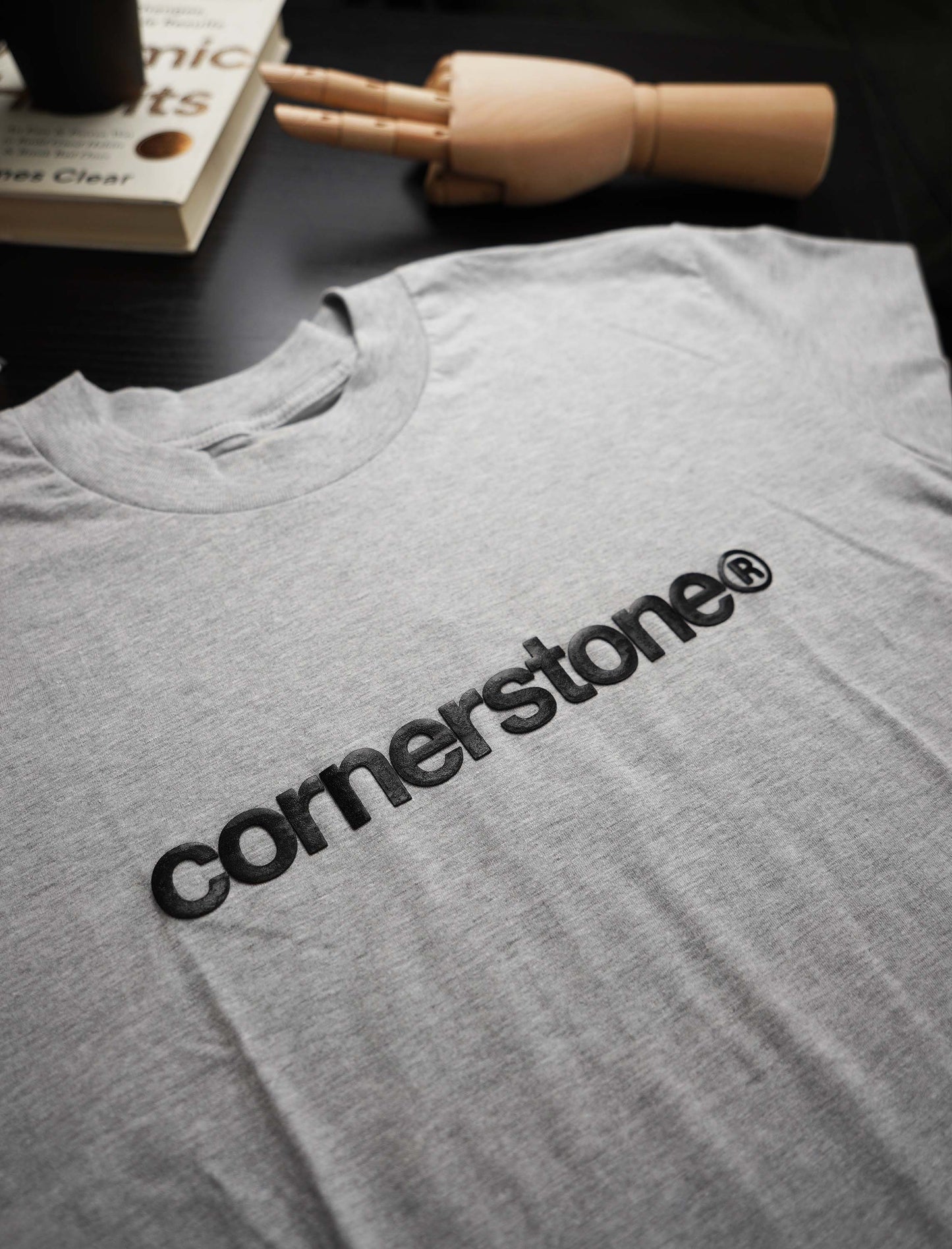 CORNERSTONE BOLD LOGO TEE IN HEATHER GRAY