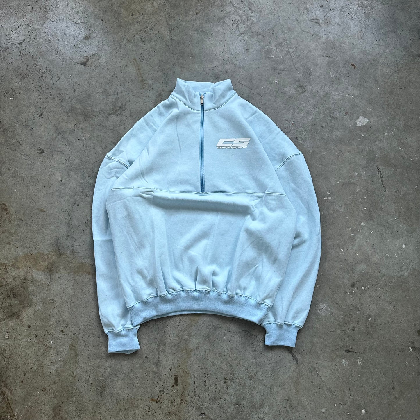 DROP SHOULDER QUARTER ZIP TRACKSUIT IN POWDER BLUE