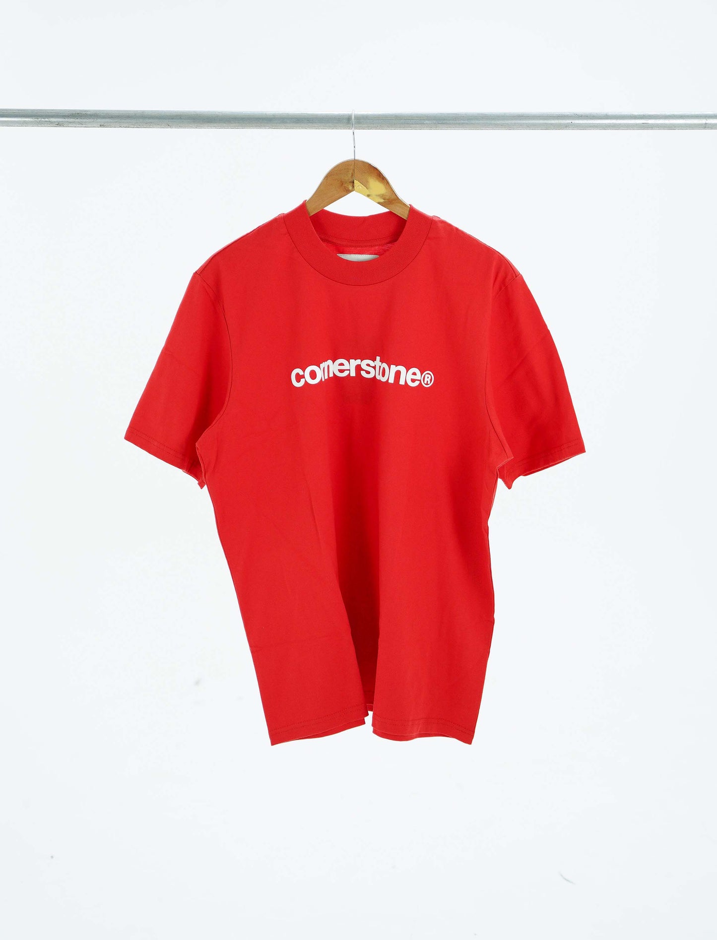 CORNERSTONE BOLD LOGO TEE IN VIBRANT RED