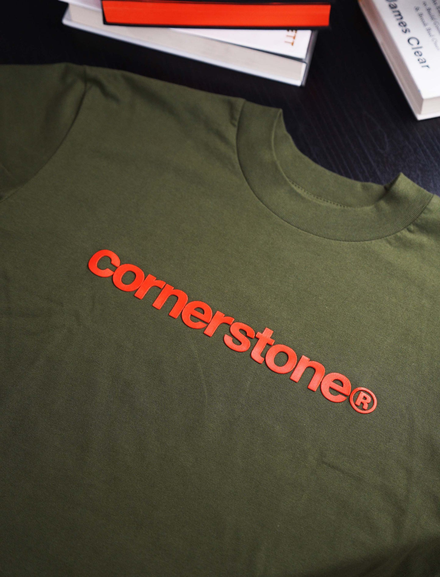 CORNERSTONE BOLD LOGO TEE IN OLIVE