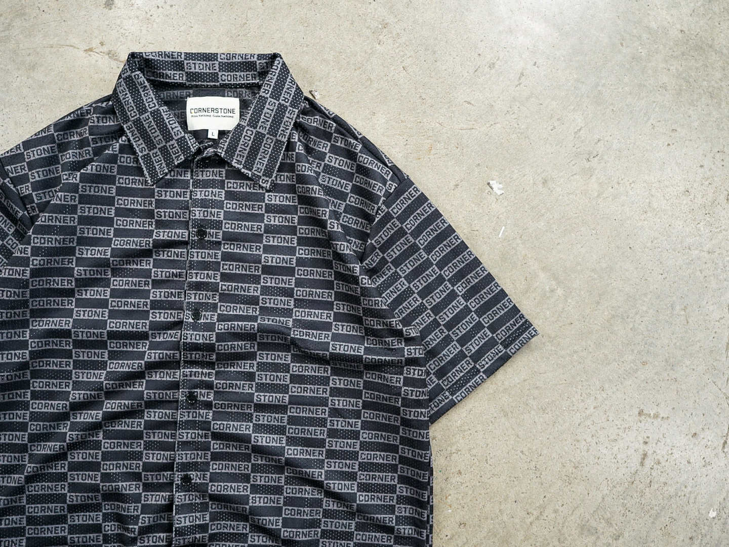 Patterned Mesh Button Up