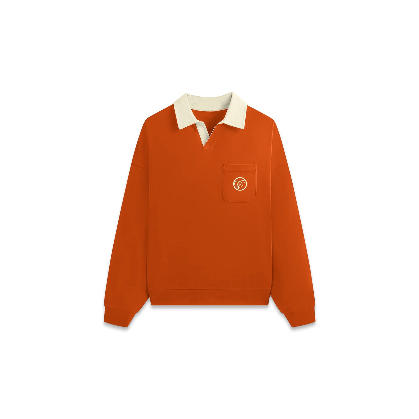 Long Sleeve Polo Shirt in Tangerine Fatigue
