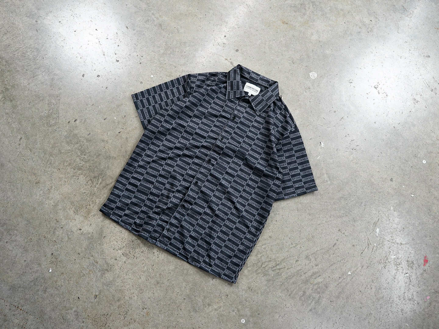 Patterned Mesh Button Up