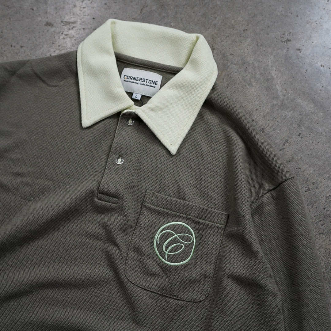 Long Sleeve Polo Shirt in Tangerine Fatigue