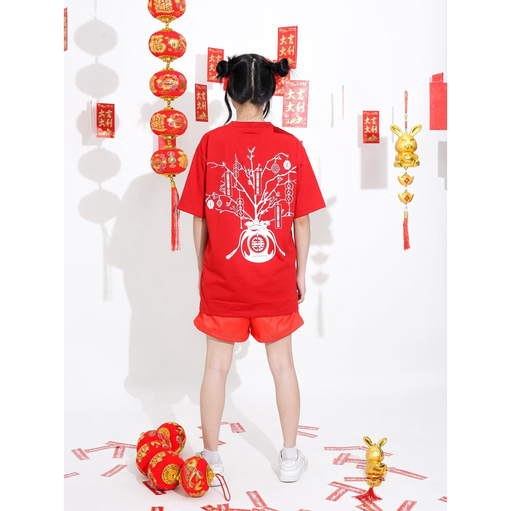CORNERSTONE CLOTHING OVERSIZED "LUCKY TREE" RED