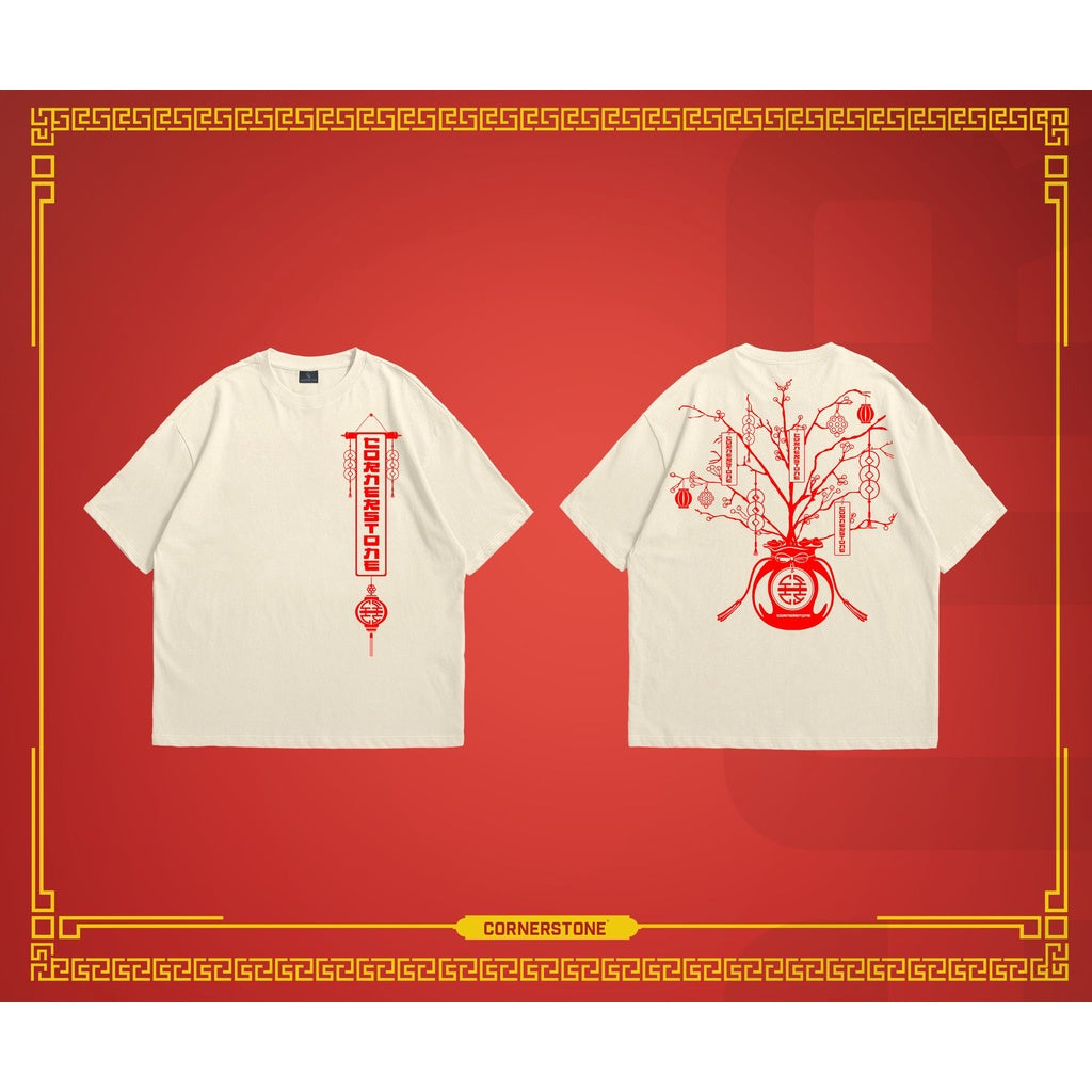 CORNERSTONE CLOTHING OVERSIZED "LUCKY TREE" OFFWHITE