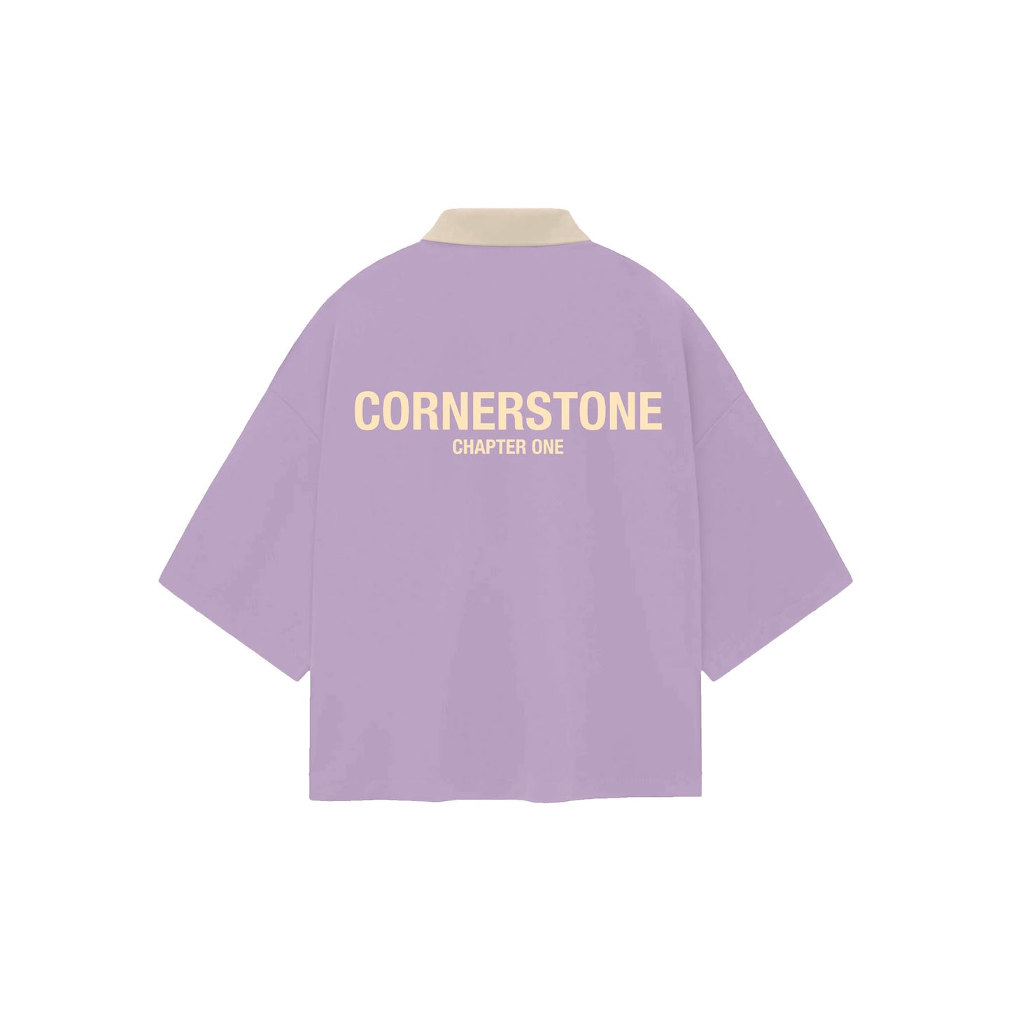 BOXY CROPPED COLLARED SHIRT IN LILAC