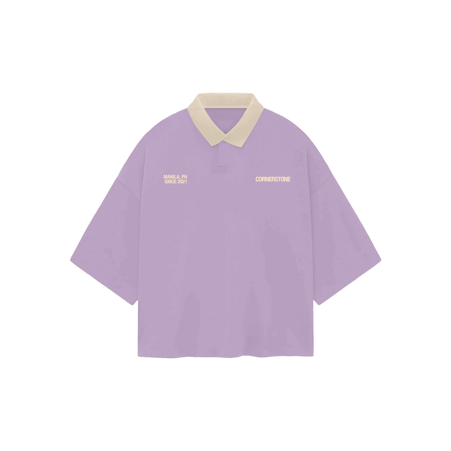 BOXY CROPPED COLLARED SHIRT IN LILAC