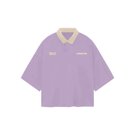 BOXY CROPPED COLLARED SHIRT IN LILAC