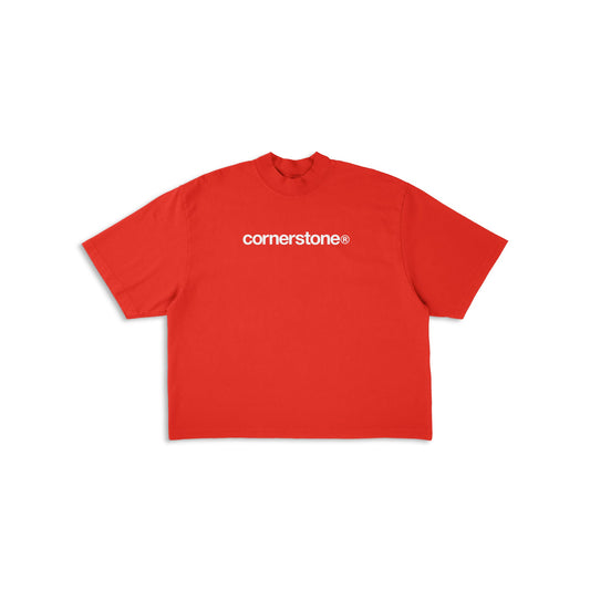 CORNERSTONE BOLD LOGO TEE IN VIBRANT RED