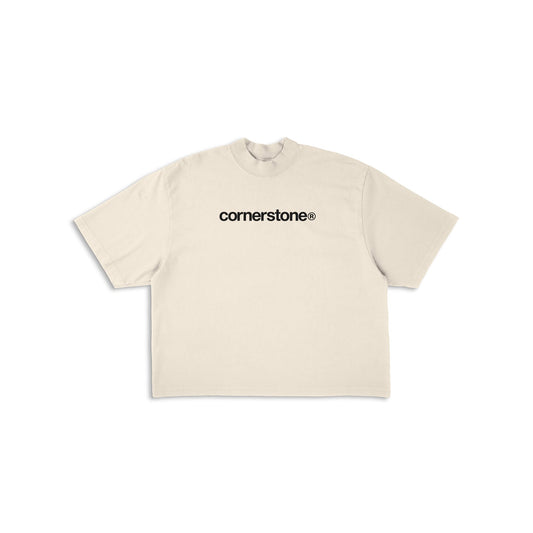 CORNERSTONE BOLD LOGO TEE IN VANILLA