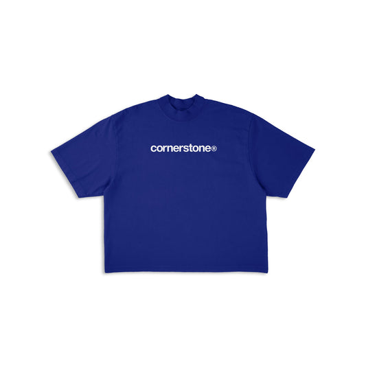 CORNERSTONE BOLD LOGO TEE IN COBALT BLUE