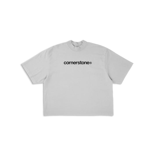CORNERSTONE BOLD LOGO TEE IN HEATHER GRAY
