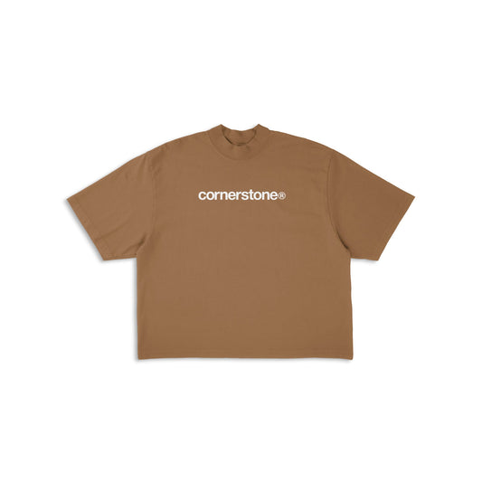 CORNERSTONE BOLD LOGO TEE IN MOCHA