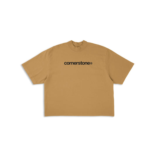 CORNERSTONE BOLD LOGO TEE IN TOFFEE