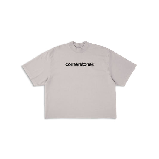 CORNERSTONE BOLD LOGO TEE IN CEMENT