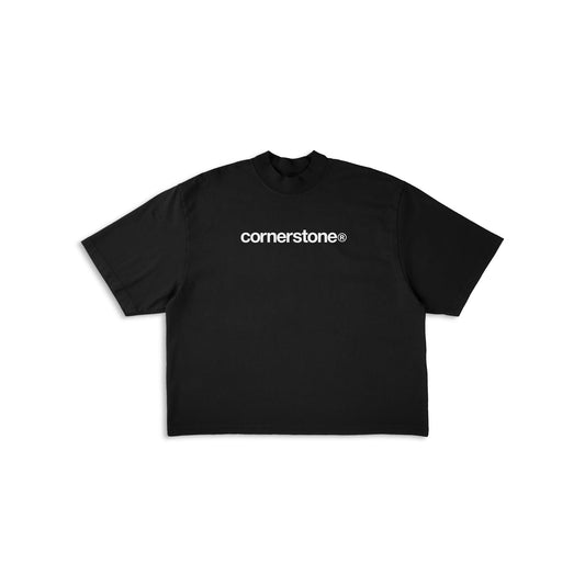 CORNERSTONE BOLD LOGO TEE IN BLACK