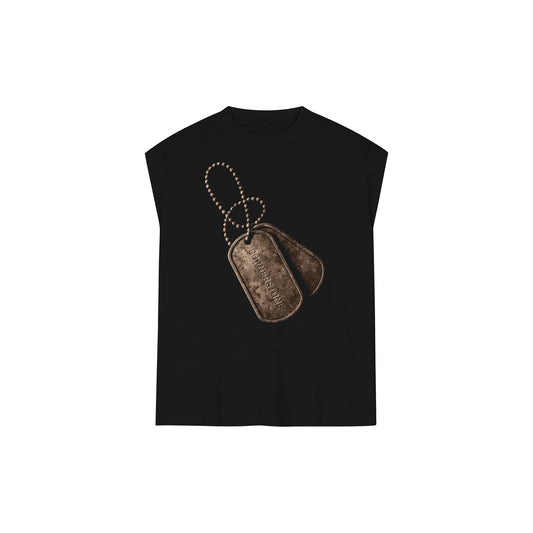 RAW HEM DOG TAG MUSCLE TEE