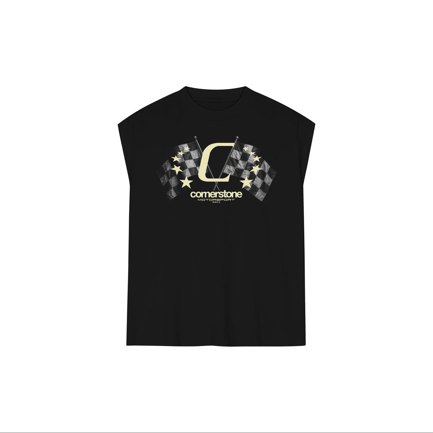 RAW HEM RACING FLAG MUSCLE TEE