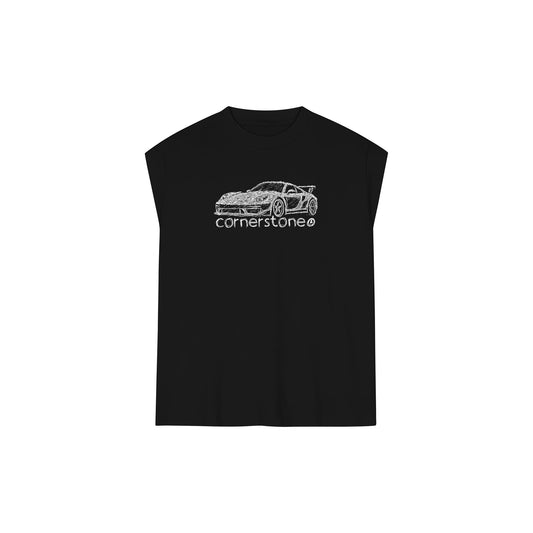 RAW HEM NO RISK NO PORSCHE MUSCLE TEE