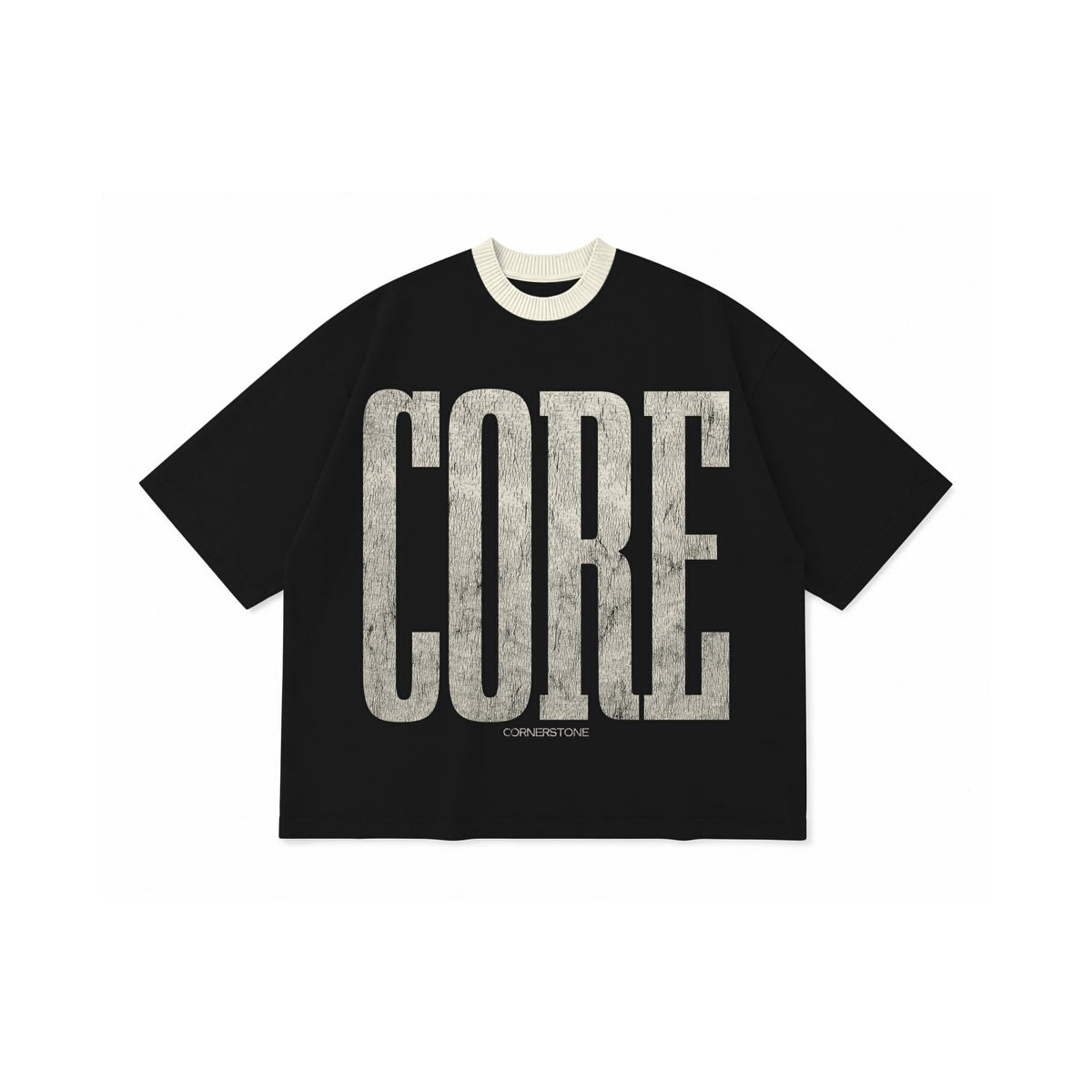 CORNERSTONE BOX FIT CORE PIQUE TEE "BLACK"