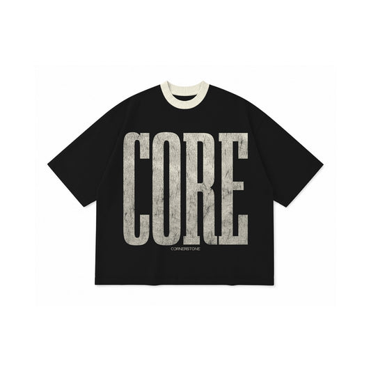 CORNERSTONE BOX FIT CORE PIQUE TEE "BLACK"