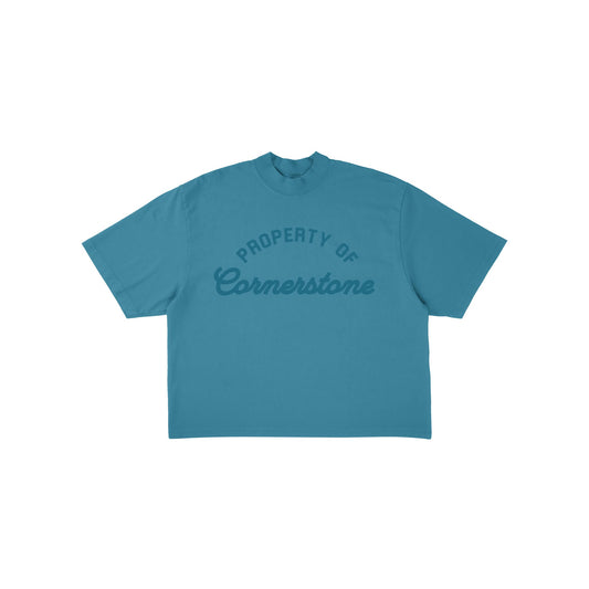 CORNERSTONE PROPERTY T-SHIRT IN VARSITY TEAL
