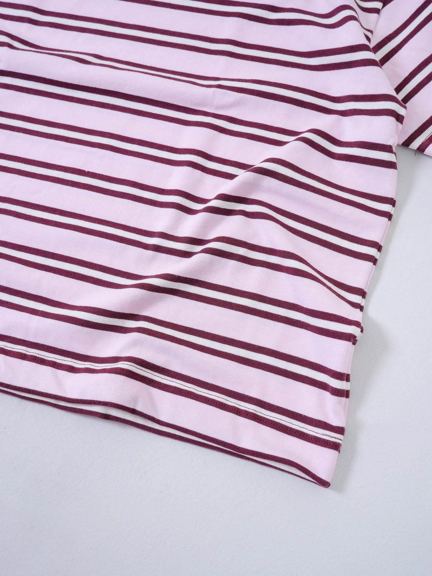 CORNERSTONE BOXY FIT STRIPE TEE "PLUM"