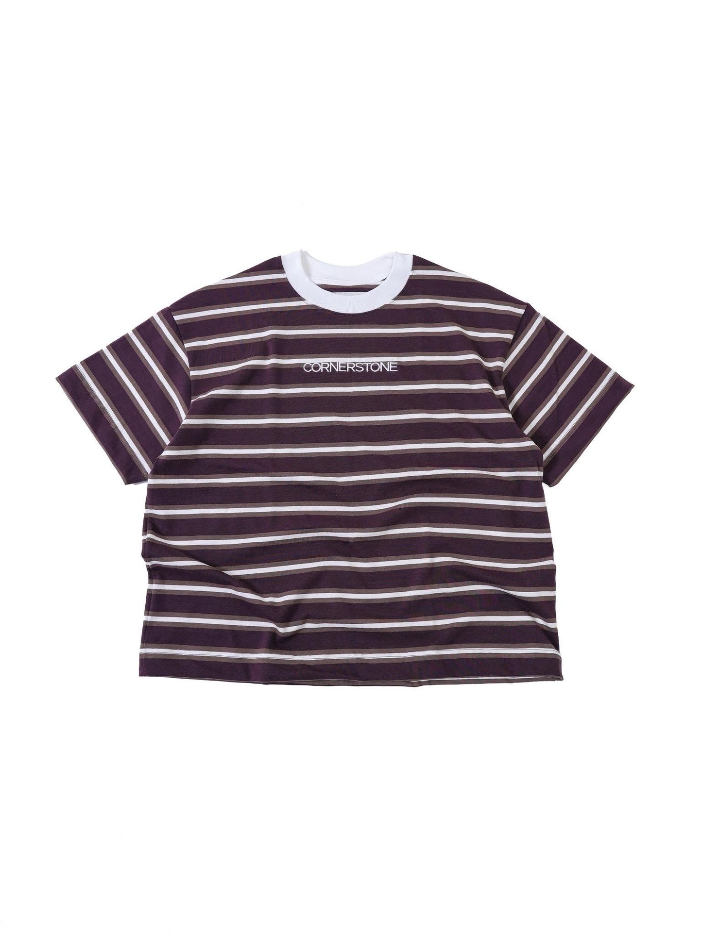 CORNERSTONE BOXY FIT STRIPE TEE "WALNUT CREAM"