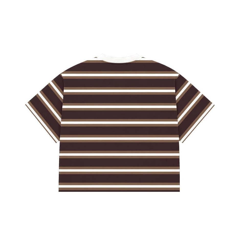 CORNERSTONE BOXY FIT STRIPE TEE "WALNUT CREAM"