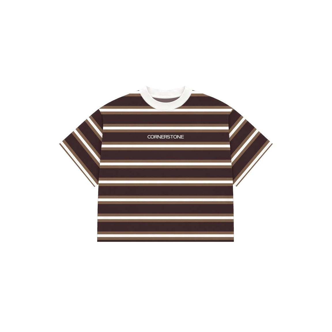 CORNERSTONE BOXY FIT STRIPE TEE "WALNUT CREAM"