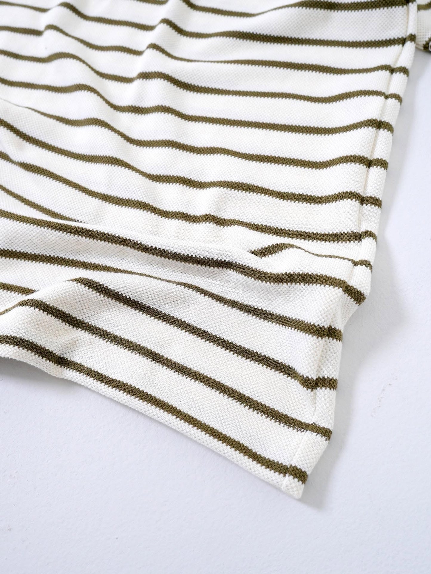 CORNERSTONE BOXY FIT STRIPE TEE "MILITARY BONE"