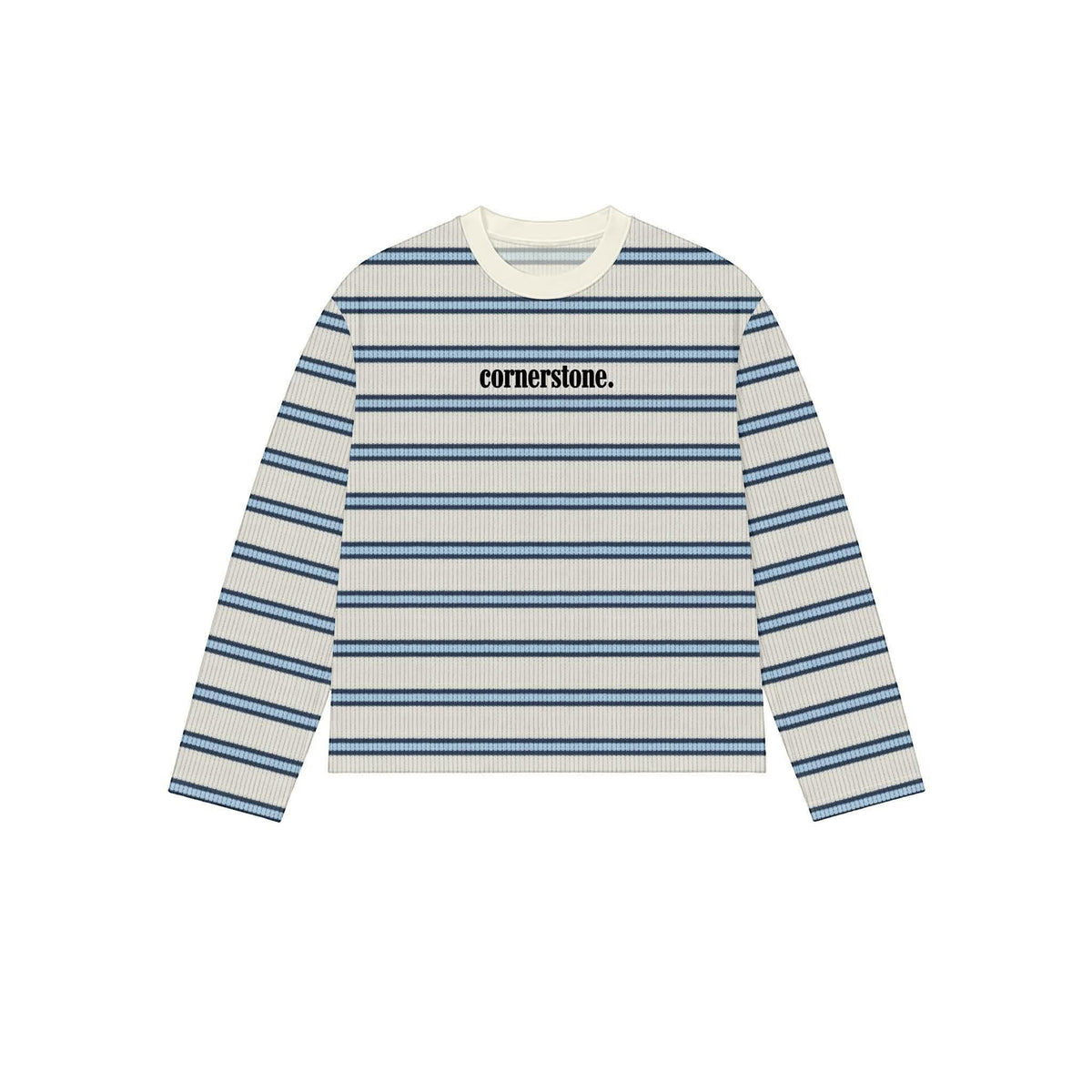 CORNERSTONE EMBROIDED WAFFLE KNIT L/S TEES IN HORIZON