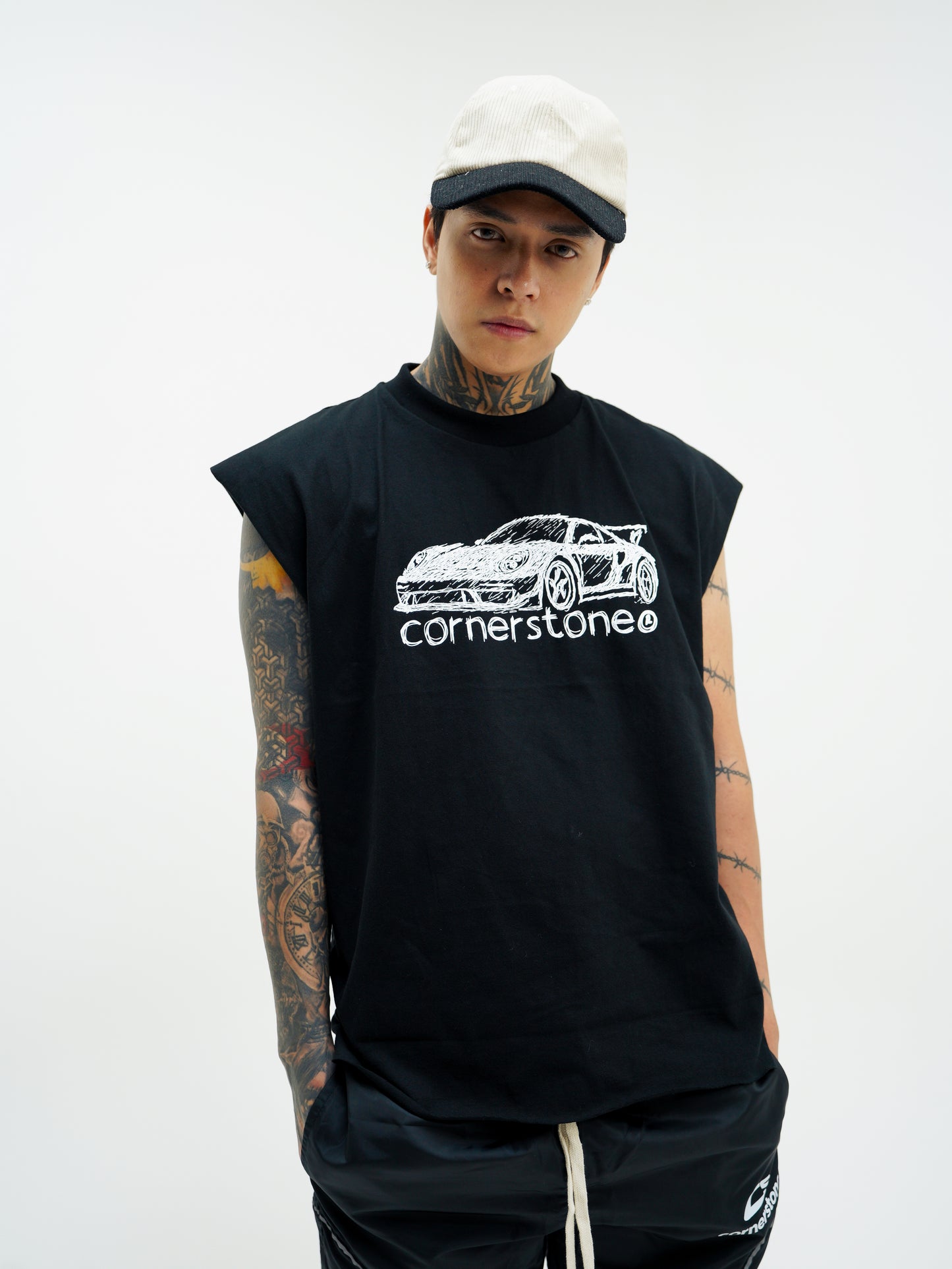 RAW HEM NO RISK NO PORSCHE MUSCLE TEE