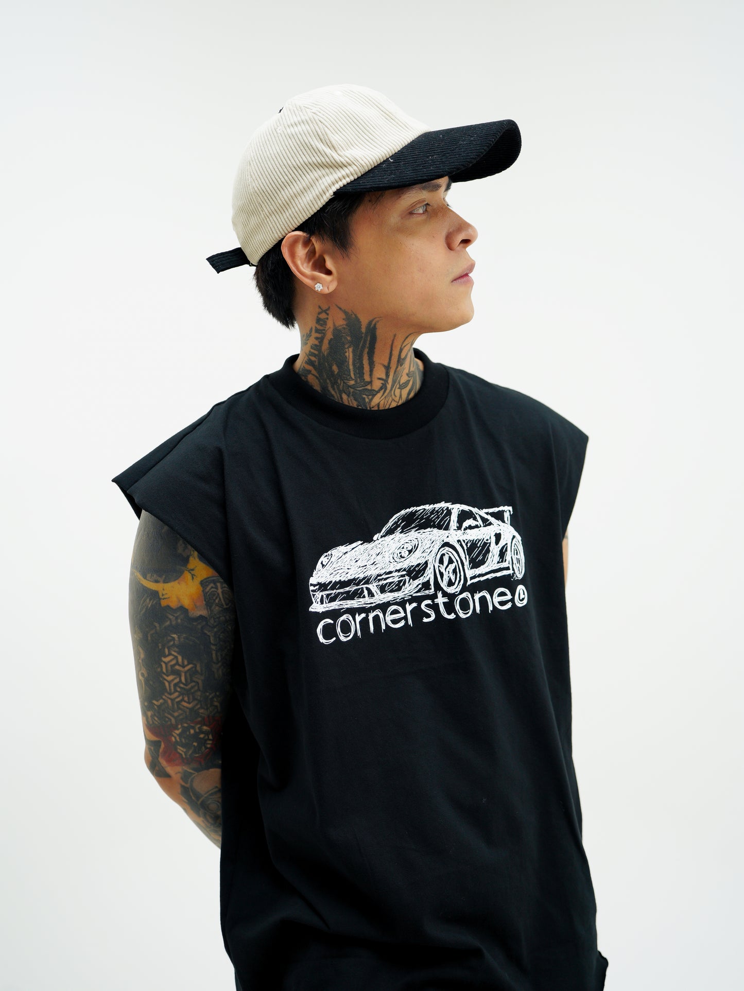 RAW HEM NO RISK NO PORSCHE MUSCLE TEE