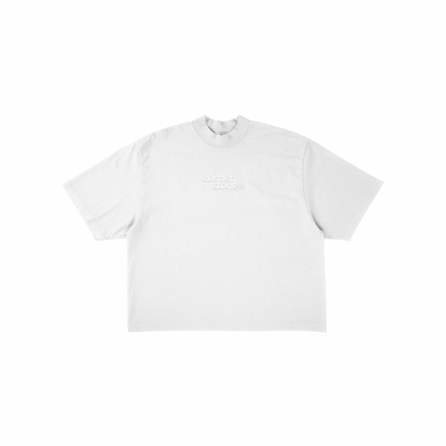 CORNERSTONE OVERSIZED FIT EMBROIDERED TEE "SNOW"