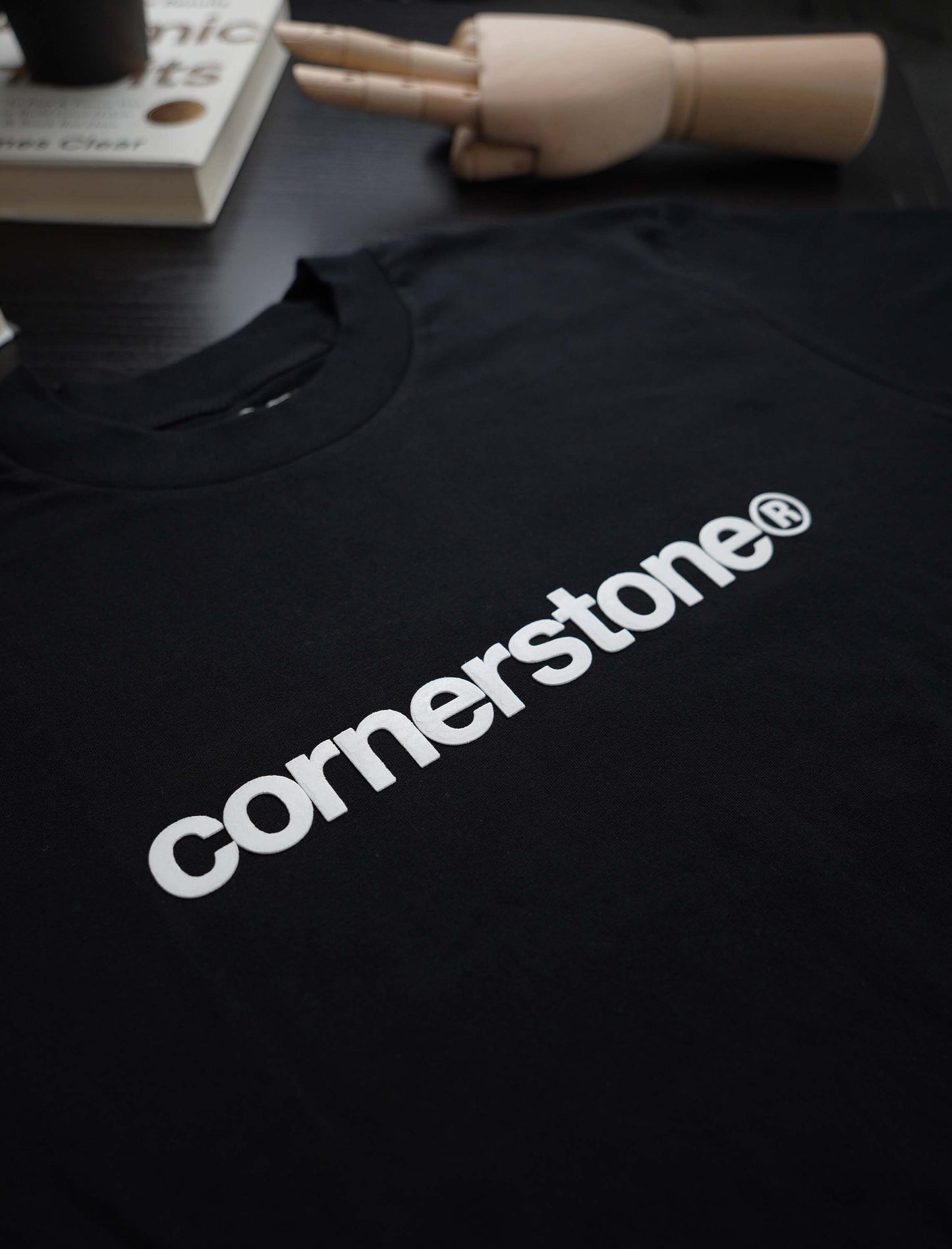CORNERSTONE BOLD LOGO TEE IN BLACK