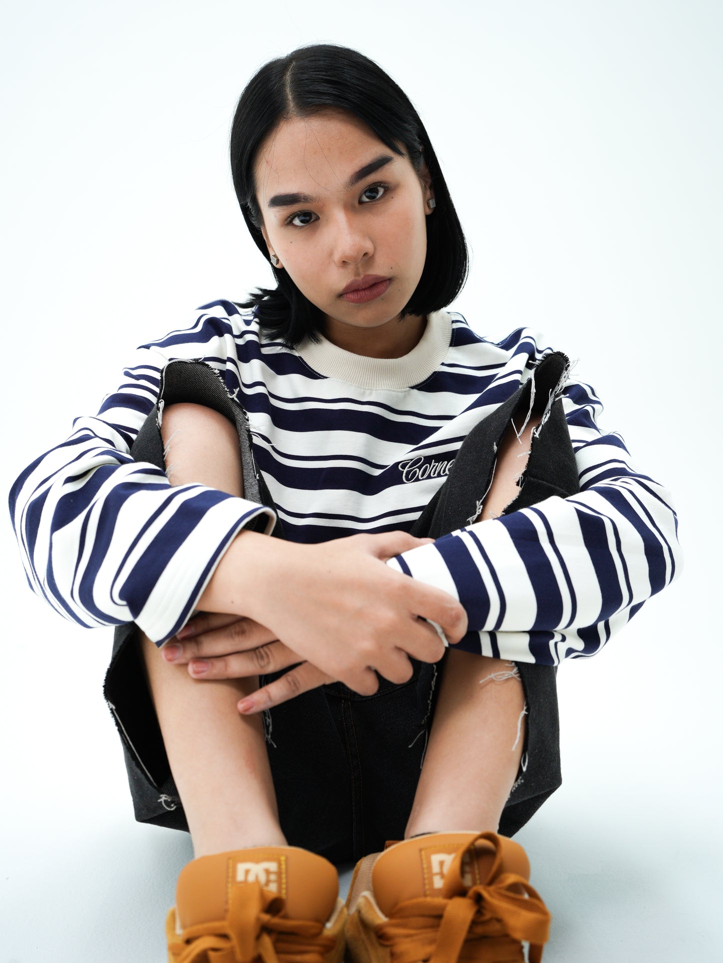 L/S STRIPE TEE IN "SAILOR BLUE"