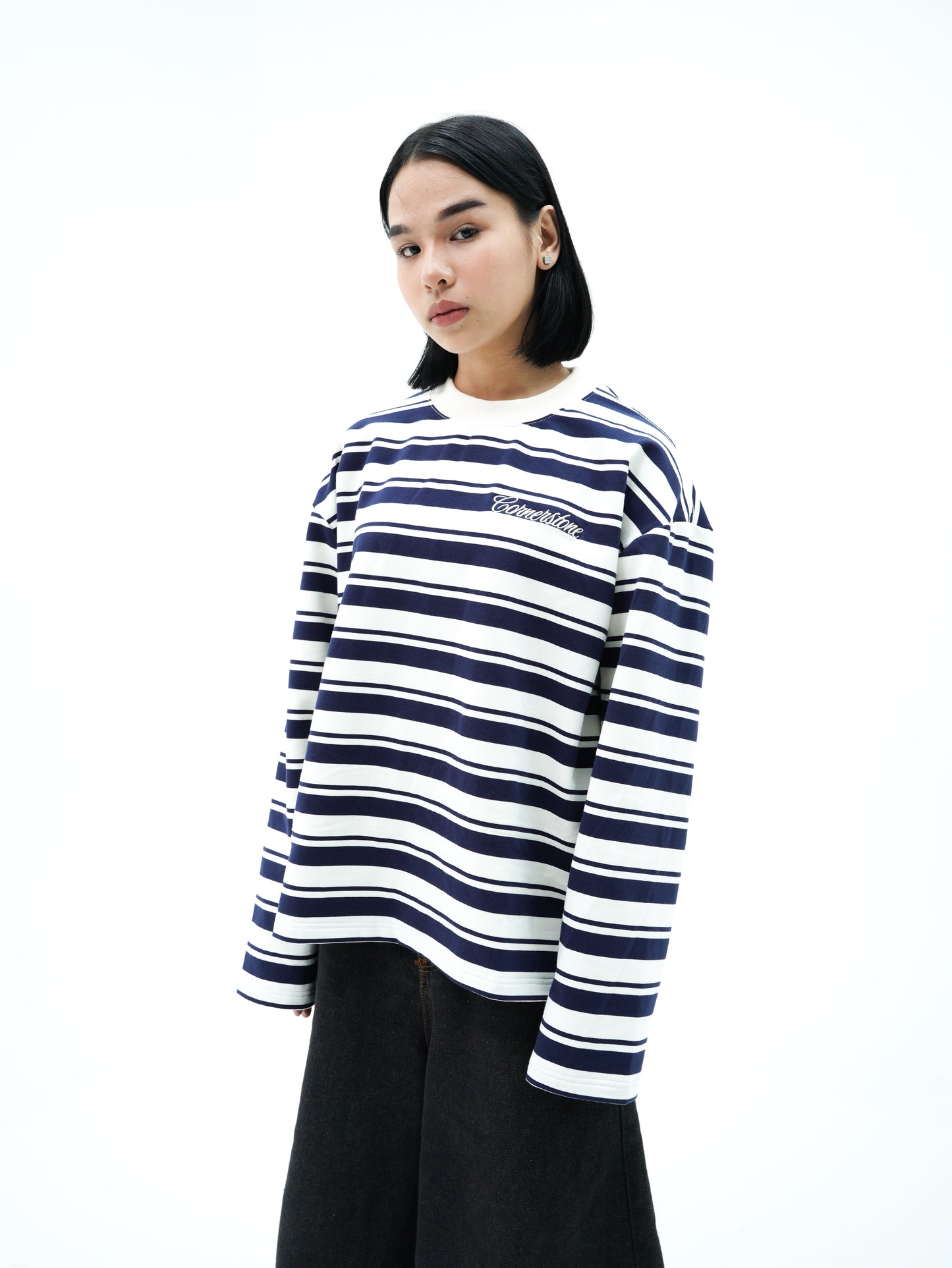 L/S STRIPE TEE IN "SAILOR BLUE"