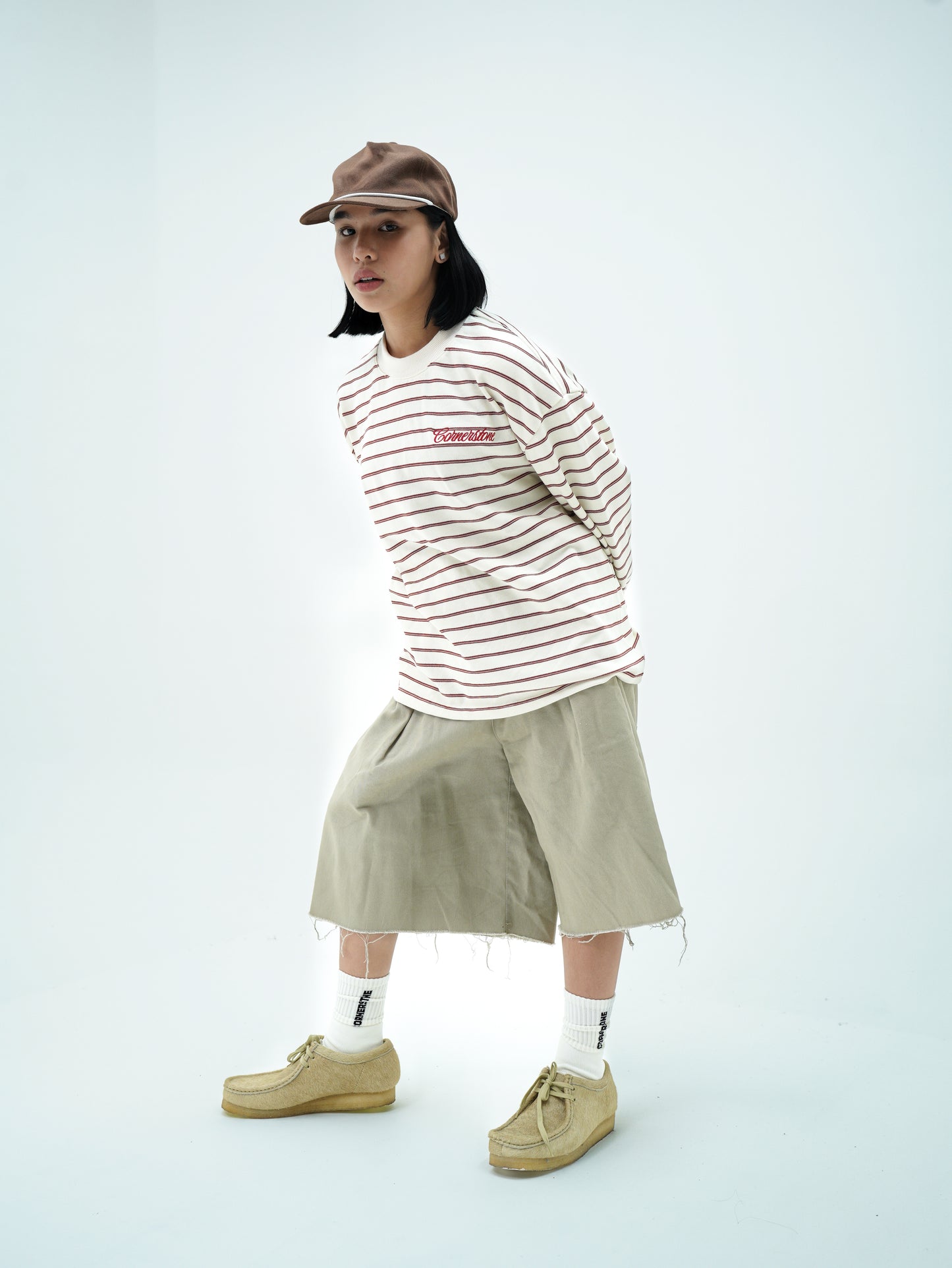 L/S STRIPE TEE IN "RUST BONE"