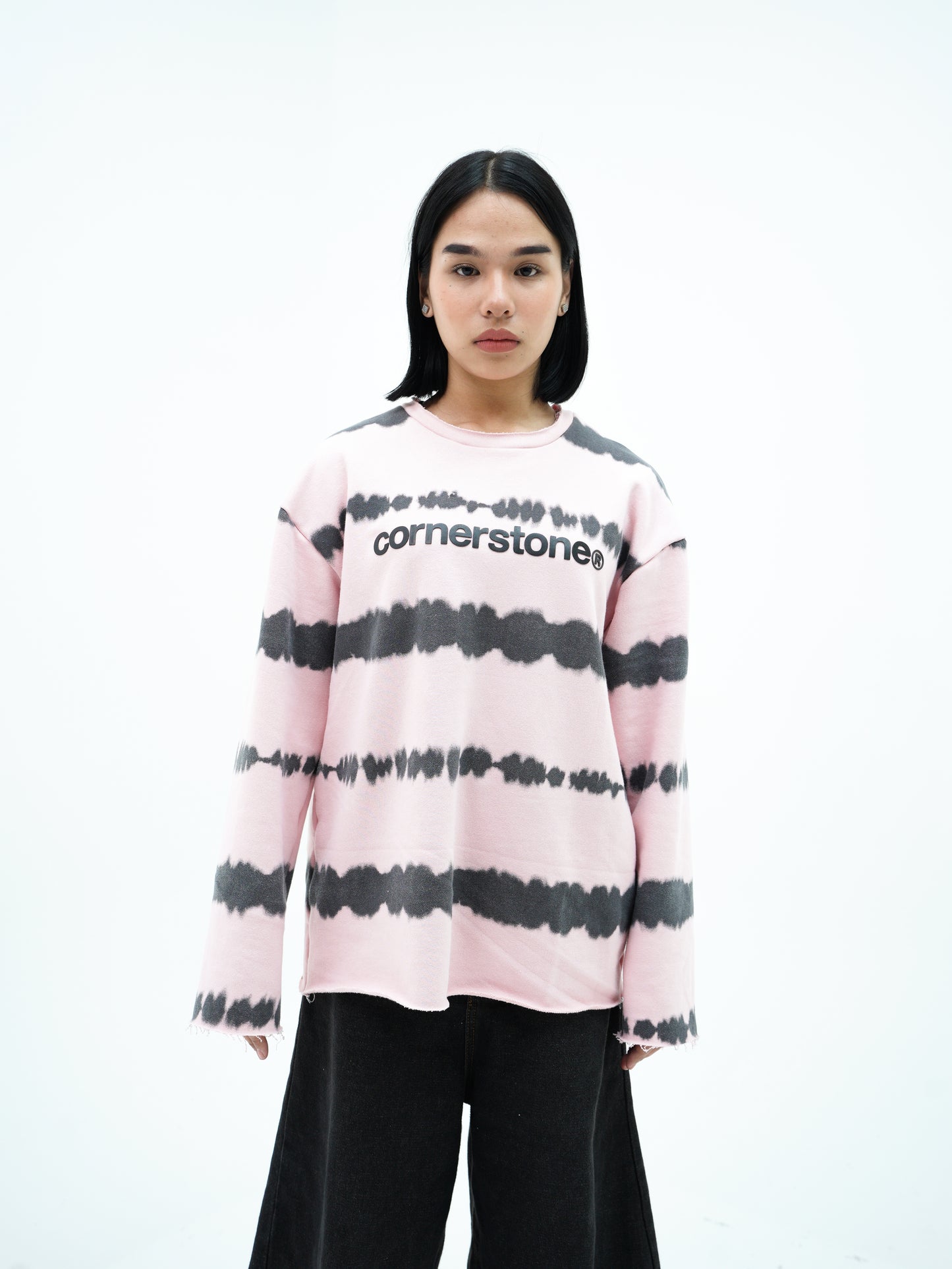 L/S STRIPE TEE IN "PINK DYE"