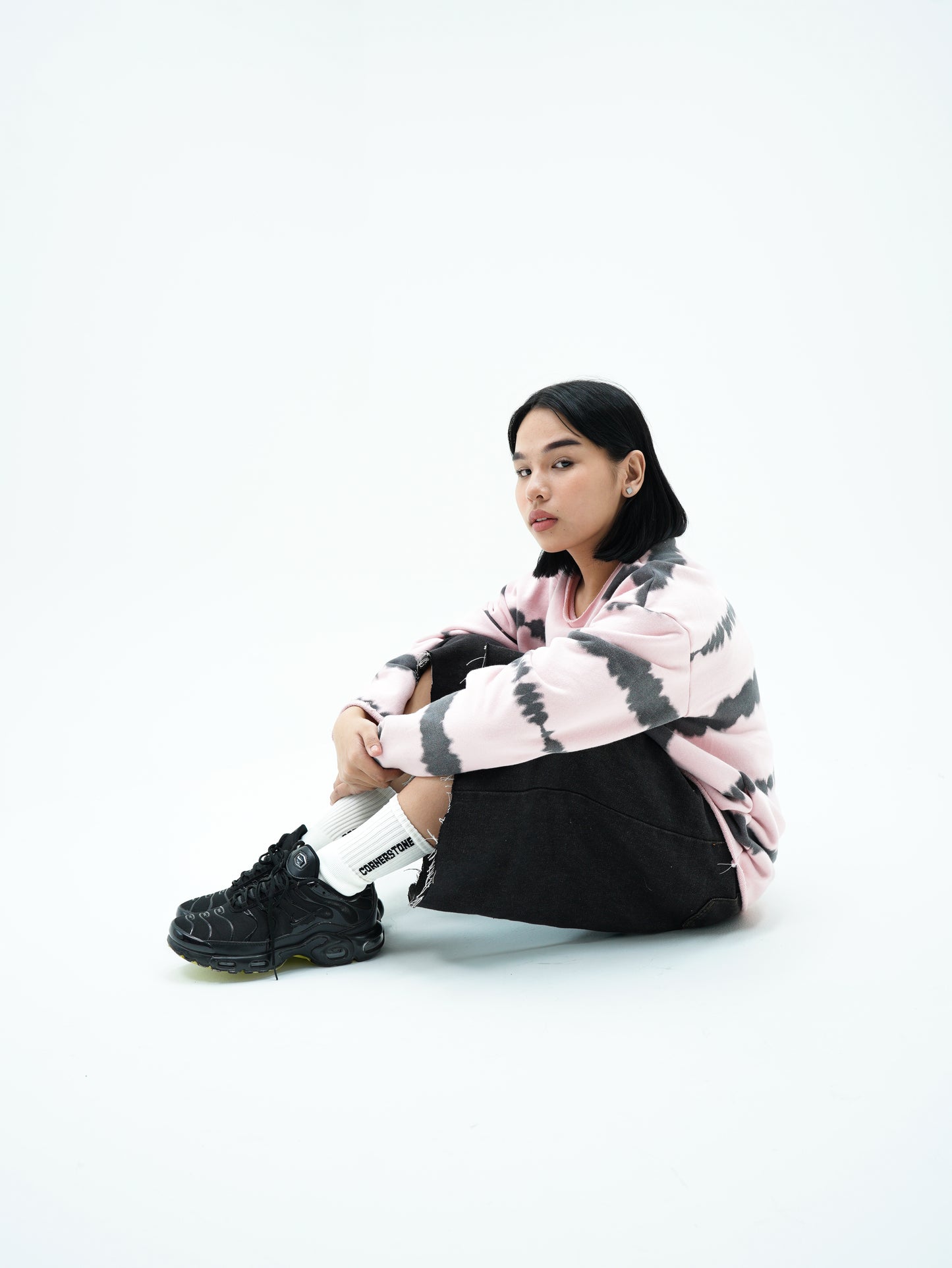 L/S STRIPE TEE IN "PINK DYE"